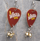 Wonka Bar Guitar Pick Earrings with Gold Swarovski Crystal Dangles