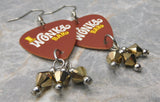 Wonka Bar Guitar Pick Earrings with Gold Swarovski Crystal Dangles