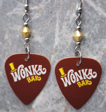 Wonka Bar Guitar Pick Earrings with Gold Swarovski Crystals