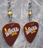 Wonka Bar Guitar Pick Earrings with Gold Swarovski Crystals