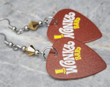 Wonka Bar Guitar Pick Earrings with Gold Swarovski Crystals