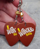 Wonka Bar Guitar Pick Earrings with Gold Swarovski Crystals