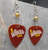 Wonka Bar Guitar Pick Earrings with Gold Swarovski Crystals