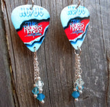 AC/DC Razor's Edge Guitar Pick Earrings with Swarovski Crystal Dangles