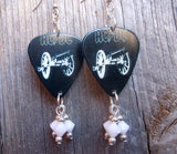 AC/DC For Those About to Rock Guitar Pick Earrings with White Swarovski Crystal Dangles