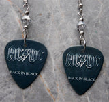 AC/DC Back in Black Guitar Pick Earrings with Metallic Silver Swarovski Crystals