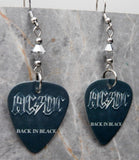 AC/DC Back in Black Guitar Pick Earrings with Metallic Silver Swarovski Crystals