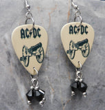 AC/DC For Those About To Rock Guitar Pick Earrings with Black Swarovski Crystal Dangles