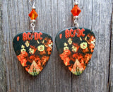 AC/DC Highway to Hell Guitar Pick Earrings with Fire Opal Swarovski Crystals