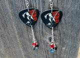 AC/DC For Those About to Rock Guitar Pick Earrings with Charm and Swarovski Crystal Dangles