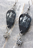 ACDC Guitar Pick Earrings with Black and White Pave Bead Dangles