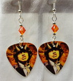 AC/DC Angus Young Highway To Hell Guitar Pick Earrings with Fire Opal Swarovski Crystals