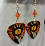 AC/DC Angus Young Highway To Hell Guitar Pick Earrings with Fire Opal Swarovski Crystals