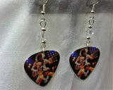 AC/DC Angus Young and Brian Johnson Guitar Pick Earrings with Clear Swarovski Crystals