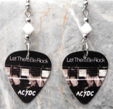 AC/DC Let There Be Rock Guitar Pick Earrings with White Swarovski Crystals
