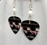 AC/DC Let There Be Rock Guitar Pick Earrings with White Swarovski Crystals