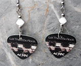 AC/DC Let There Be Rock Guitar Pick Earrings with White Swarovski Crystals