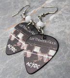 AC/DC Let There Be Rock Guitar Pick Earrings with White Swarovski Crystals