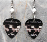 AC/DC Let There Be Rock Guitar Pick Earrings with White Swarovski Crystals