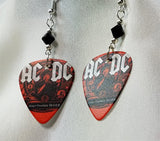AC/DC Anything Goes Guitar Pick Earrings with Black Swarovski Crystals