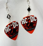 AC/DC Anything Goes Guitar Pick Earrings with Black Swarovski Crystals