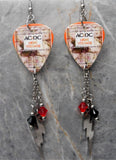 AC/DC High Voltage Guitar Pick Earrings with Swarovski Crystal and Charm Dangles