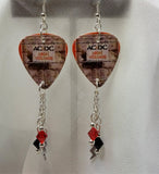 AC/DC High Voltage Guitar Pick Earrings with Swarovski Crystal and Charm Dangles