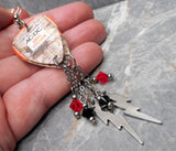 AC/DC High Voltage Guitar Pick Earrings with Swarovski Crystal and Charm Dangles