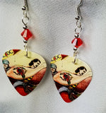 AC/DC Dirty Deeds Done Dirt Cheap Guitar Pick Earrings with Red Swarovski Crystals