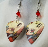 AC/DC Dirty Deeds Done Dirt Cheap Guitar Pick Earrings with Red Swarovski Crystals