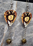 AC/DC Angus Young Highway to Hell Guitar Pick Earrings with Dark Gold Pave Bead Dangles