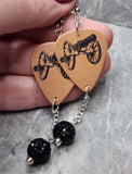 ACDC For Those About to Rock Guitar Pick Earrings with Black Pave Bead Dangles