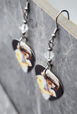 AC/DC Brian Johnson Guitar Pick Earrings with Clear Swarovski Crystals