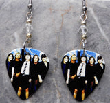 AC/DC Guitar Pick Earrings with Clear AB Swarovski Crystals