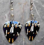 AC/DC Guitar Pick Earrings with Clear AB Swarovski Crystals