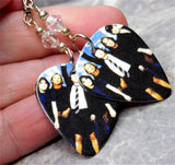 AC/DC Guitar Pick Earrings with Clear AB Swarovski Crystals