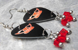 Aerosmith Guitar Pick Earrings with Transparent Red Swarovski Crystal Dangles