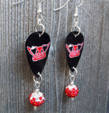 Aerosmith Guitar Pick Earrings with Red to White Ombre Pave Bead Dangles