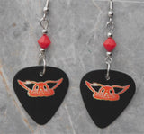 Aerosmith Black Guitar Pick Earrings with Opaque Red Swarovski Crystals