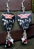 Aerosmith Group Picture and Logo Guitar Pick Earrings with Swarovski Crystal Dangles