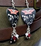 Aerosmith Group Picture and Logo Guitar Pick Earrings with Swarovski Crystal Dangles