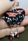 Aerosmith Group Picture and Logo Guitar Pick Earrings with Swarovski Crystal Dangles