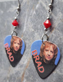 Brad Whitford of Aerosmith Guitar Pick Earrings with Red Swarovski Crystals