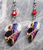 Aerosmith Tom Hamilton Guitar Pick Earrings with Opaque Red Swarovski Crystals