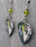 Aerosmith Steven Tyler and Joe Perry Guitar Pick Earrings with Lime Green Swarovski Crystals