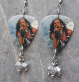 Aerosmith's Steven Tyler Guitar Pick Earrings with Silver Swarovski Crystal Dangles