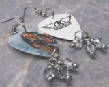 Aerosmith's Steven Tyler Guitar Pick Earrings with Silver Swarovski Crystal Dangles