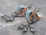 Aerosmith's Steven Tyler Guitar Pick Earrings with Silver Swarovski Crystal Dangles