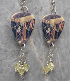 Aerosmith Guitar Pick Earrings with Pale Yellow Swarovski Crystal Dangles