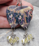 Aerosmith Guitar Pick Earrings with Pale Yellow Swarovski Crystal Dangles